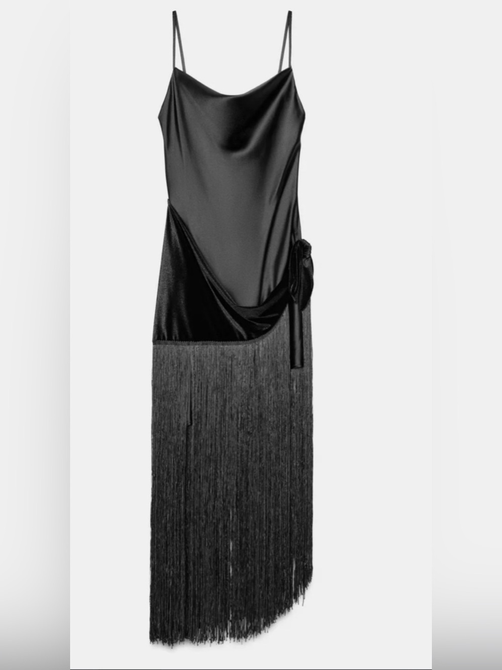 Nwt- zara- long dress with fringing -M - Picture 3 of 7